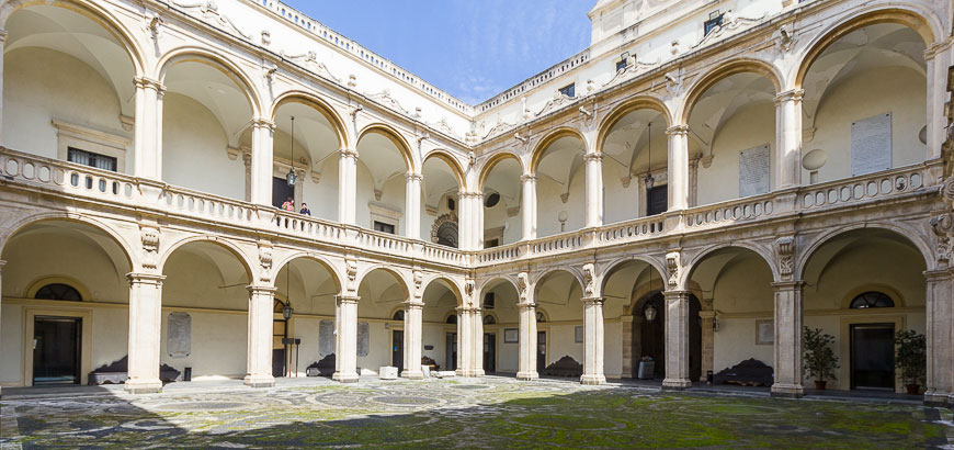 The courtyard and the balcony