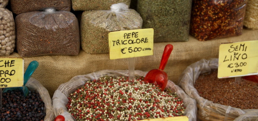 Spices in a market stall