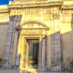 The facade of the church