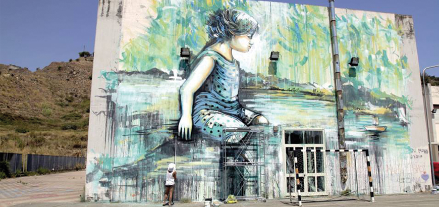 Opera di Alice Pasquini per Emergence Festival 2015