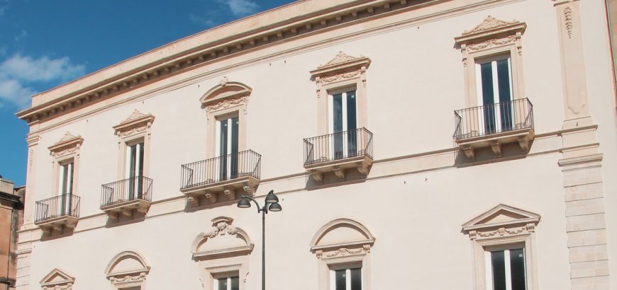 The main façade of the building