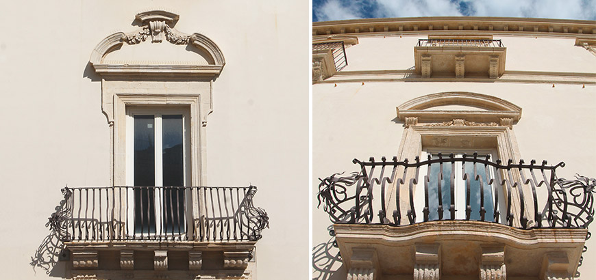 Balconies with late baroque decoration
