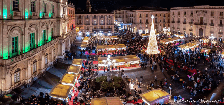 Christmas Markets at Piazza Università with Christmas tree